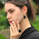 Obsidian Earrings, Natural Obsidian, Teardrop Earrings, Black Teardrop Earrings, Volcanic Stone, Black Obsidian Earrings, Silver Earrings