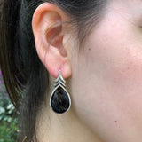 Obsidian Earrings, Natural Obsidian, Teardrop Earrings, Black Teardrop Earrings, Volcanic Stone, Black Obsidian Earrings, Silver Earrings