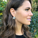 Topaz Earrings, Large Stud Earrings, Natural Topaz, White Topaz, December Birthstone, Statement Earrings, Vintage Earrings, Large Earrings