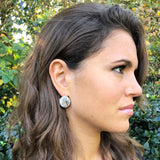 Topaz Earrings, Large Stud Earrings, Natural Topaz, White Topaz, December Birthstone, Statement Earrings, Vintage Earrings, Large Earrings