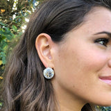 Topaz Earrings, Large Stud Earrings, Natural Topaz, White Topaz, December Birthstone, Statement Earrings, Vintage Earrings, Large Earrings