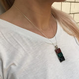 Rectangle Pendant, Carnelian Pendant, Onyx Pendant, Green Agate Pendant, Multistone Pendant, June Birthstone, August Pendant, Silver Pendant