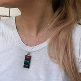 Rectangle Pendant, Carnelian Pendant, Onyx Pendant, Green Agate Pendant, Multistone Pendant, June Birthstone, August Pendant, Silver Pendant