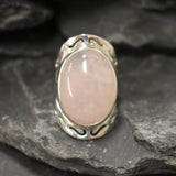 Large Pink Ring, Natural Rose Quartz, Pink Statement Ring, January Birthstone Ring, Pink Cocktail Ring, Pink Vintage Ring, Rare By Adina