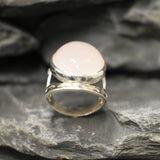 Large Pink Ring, Natural Rose Quartz, Pink Statement Ring, January Birthstone Ring, Pink Cocktail Ring, Pink Vintage Ring, Rare By Adina