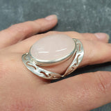 Large Pink Ring, Natural Rose Quartz, Pink Statement Ring, January Birthstone Ring, Pink Cocktail Ring, Pink Vintage Ring, Rare By Adina