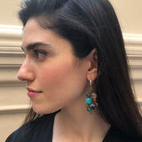 Multistone Boho Earrings, Amazonite Earrings, Statement Earrings, Heavy Earrings, Colorful Earrings, Amber Earrings, Solid Silver Earrings
