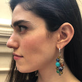 Multistone Boho Earrings, Amazonite Earrings, Statement Earrings, Heavy Earrings, Colorful Earrings, Amber Earrings, Solid Silver Earrings