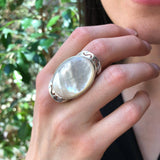 Shell Pearl Ring, Mother of Pearls, Natural Shell Pearl, June Birthstone, Silver Oval Ring, Pearl Ring, Vintage Pearl Ring, 925 Silver Ring
