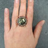 Large Labradorite Ring, Natural Labradorite, Statement Ring, Large Silver Ring, Vintage Rings, Birthstone Rings, Round Ring, 925 Silver Ring