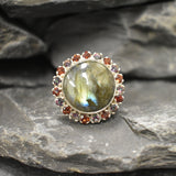 Large Labradorite Ring, Natural Labradorite, Statement Ring, Large Silver Ring, Vintage Rings, Birthstone Rings, Round Ring, 925 Silver Ring