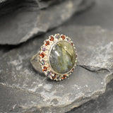 Large Labradorite Ring, Natural Labradorite, Statement Ring, Large Silver Ring, Vintage Rings, Birthstone Rings, Round Ring, 925 Silver Ring