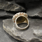 Large Labradorite Ring, Natural Labradorite, Statement Ring, Large Silver Ring, Vintage Rings, Birthstone Rings, Round Ring, 925 Silver Ring