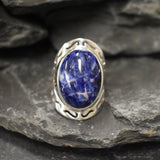 Sodalite Ring, Blue Sodalite Ring, Large Sodalite Ring, Natural Sodalite, Oval Vintage Ring, Large Stone Ring, Blue Ring, Solid Silver Ring
