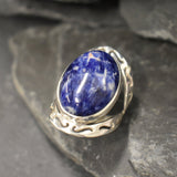 Sodalite Ring, Blue Sodalite Ring, Large Sodalite Ring, Natural Sodalite, Oval Vintage Ring, Large Stone Ring, Blue Ring, Solid Silver Ring