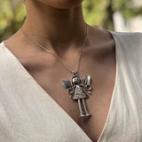Silver Fairy Pendant, Statement Pendant, Big Doll Pendant, Girl Pendant, Heavy Silver Pendant, Large Fairy Pendant, Solid Silver Pendant