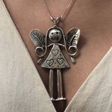 Silver Fairy Pendant, Statement Pendant, Big Doll Pendant, Girl Pendant, Heavy Silver Pendant, Large Fairy Pendant, Solid Silver Pendant