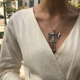 Silver Fairy Pendant, Statement Pendant, Big Doll Pendant, Girl Pendant, Heavy Silver Pendant, Large Fairy Pendant, Solid Silver Pendant