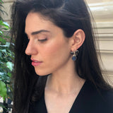 Kyanite Earrings, Garnet Earrings, January Birthstone, Silver Leaf Earrings, Heavy Earrings, Blue Vintage Earrings, Solid Silver Earrings
