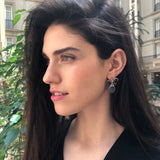 Kyanite Earrings, Garnet Earrings, January Birthstone, Silver Leaf Earrings, Heavy Earrings, Blue Vintage Earrings, Solid Silver Earrings