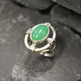 Chrysoprase Ring, Natural Chrysoprase, Antique Ring, Heavy Ring, Statement Ring, Viking Ring, Green Ring, Large Oval Ring, Solid Silver Ring