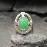 Chrysoprase Ring, Natural Chrysoprase, Antique Ring, Heavy Ring, Statement Ring, Viking Ring, Green Ring, Large Oval Ring, Solid Silver Ring