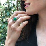Chrysoprase Ring, Natural Chrysoprase, Antique Ring, Heavy Ring, Statement Ring, Viking Ring, Green Ring, Large Oval Ring, Solid Silver Ring