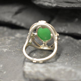Chrysoprase Ring, Natural Chrysoprase, Antique Ring, Heavy Ring, Statement Ring, Viking Ring, Green Ring, Large Oval Ring, Solid Silver Ring