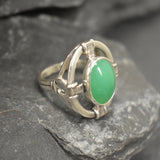 Chrysoprase Ring, Natural Chrysoprase, Antique Ring, Heavy Ring, Statement Ring, Viking Ring, Green Ring, Large Oval Ring, Solid Silver Ring