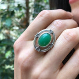 Chrysoprase Ring, Natural Chrysoprase, Antique Ring, Heavy Ring, Statement Ring, Viking Ring, Green Ring, Large Oval Ring, Solid Silver Ring