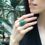 Chrysoprase Ring, Natural Chrysoprase, May Birthstone, Silver Shield Ring, Green Vintage Ring, Green Ring, Statement Ring, Solid Silver Ring