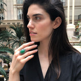 Chrysoprase Ring, Natural Chrysoprase, May Birthstone, Silver Shield Ring, Green Vintage Ring, Green Ring, Statement Ring, Solid Silver Ring
