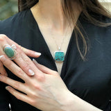 Turquoise Pendant, Natural Turquoise, Square Pendant, Statment Pendant, Arizona Turquoise, December Birthstone, Vintage Pendant, Turquoise