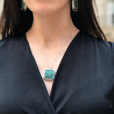 Turquoise Pendant, Natural Turquoise, Square Pendant, Statment Pendant, Arizona Turquoise, December Birthstone, Vintage Pendant, Turquoise