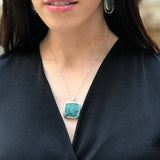 Turquoise Pendant, Natural Turquoise, Square Pendant, Statment Pendant, Arizona Turquoise, December Birthstone, Vintage Pendant, Turquoise