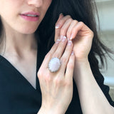 Large Rose Quartz Ring, Vintage Ring, Statement Ring, January Birthstone, Heavy Ring, Tall Ring, Chunky Ring, Pink Ring, Solid Silver Ring