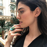 Statement Ring, Natural Turquoise Ring, Large Oval Ring, December Birthstone, Sleeping Beauty, Vintage Ring, Artisan Ring, Solid Silver Ring