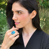 Turquoise Ring, Natural Turquoise, Large Oval Ring, December Birthstone, Statement Ring, Sleeping Beauty Ring, Blue Ring, Solid Silver Ring