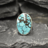 Turquoise Ring, Natural Turquoise, Large Oval Ring, December Birthstone, Statement Ring, Sleeping Beauty Ring, Blue Ring, Solid Silver Ring