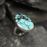 Turquoise Ring, Natural Turquoise, Large Oval Ring, December Birthstone, Statement Ring, Sleeping Beauty Ring, Blue Ring, Solid Silver Ring