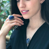 Sodalite Ring - Large Blue Ring - Vintage Statement Ring