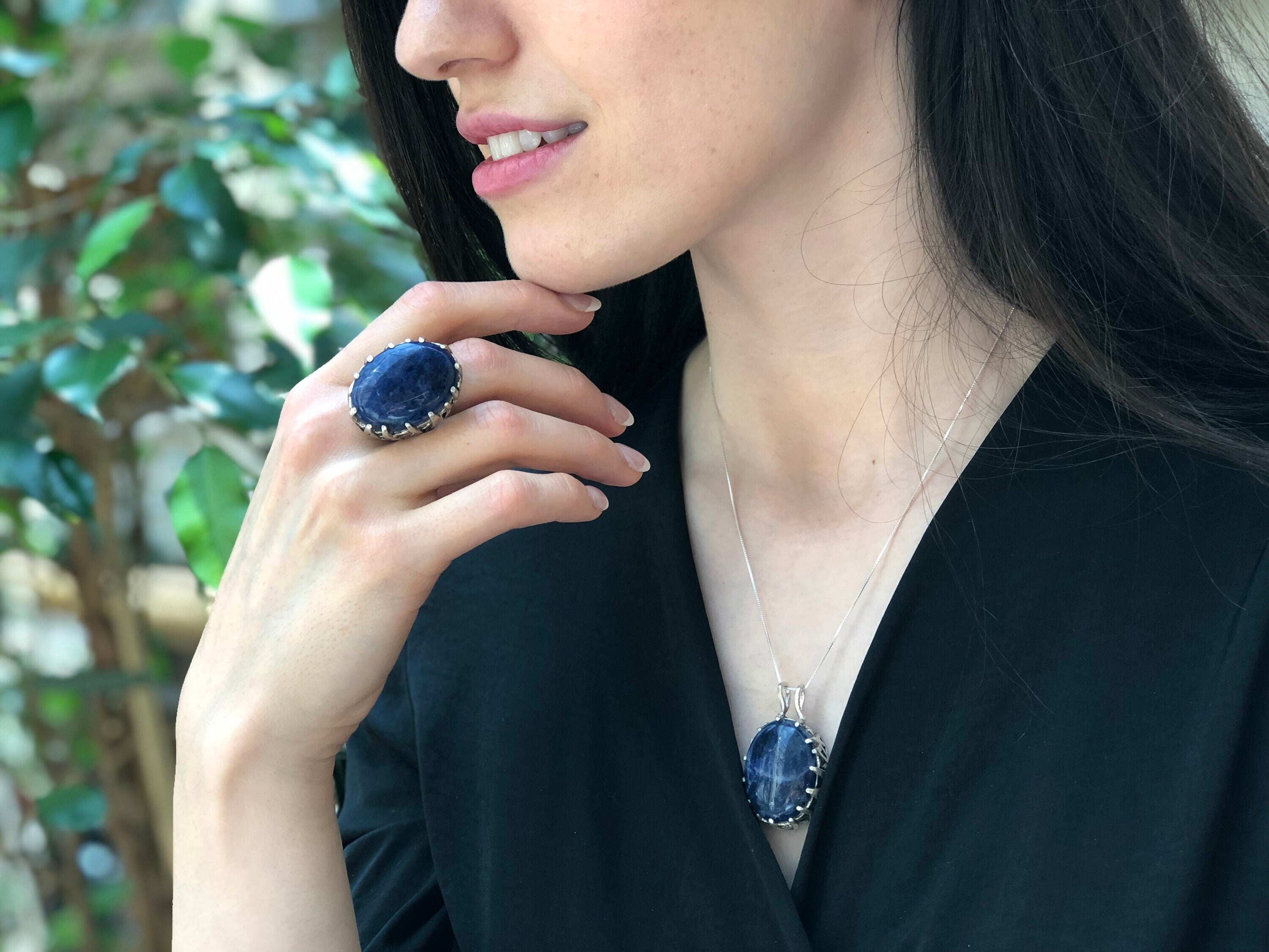 Large Sodalite Ring, Sodalite Ring, Natural Sodalite, Blue Oval Ring, Chunky Ring, Blue Statement Ring, Blue Stone Ring, Solid Silver Ring
