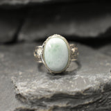 Blue Antique Ring, Natural Larimar Ring, Statement Ring, Large Ring, Sky Blue Ring, Vintage Ring, Tall Ring, Viking Ring, Solid Silver Ring