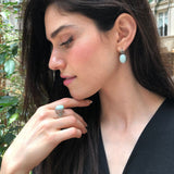 Blue Antique Ring, Natural Larimar Ring, Statement Ring, Large Ring, Sky Blue Ring, Vintage Ring, Tall Ring, Viking Ring, Solid Silver Ring