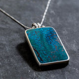 Turquoise Pendant, Rectangle Pendant, Natural Turquoise, Arizona Turquoise, Statement Pendant, Statement Necklace, Vintage Turquoise Pendant
