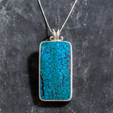 Turquoise Pendant, Rectangle Pendant, Natural Turquoise, Arizona Turquoise, Statement Pendant, Statement Necklace, Vintage Turquoise Pendant