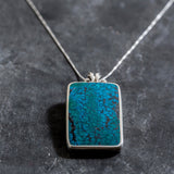 Turquoise Pendant, Rectangle Pendant, Natural Turquoise, Arizona Turquoise, Statement Pendant, Statement Necklace, Vintage Turquoise Pendant