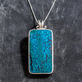 Turquoise Pendant, Rectangle Pendant, Natural Turquoise, Arizona Turquoise, Statement Pendant, Statement Necklace, Vintage Turquoise Pendant