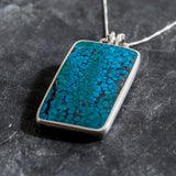 Turquoise Pendant, Rectangle Pendant, Natural Turquoise, Arizona Turquoise, Statement Pendant, Statement Necklace, Vintage Turquoise Pendant