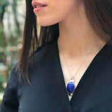 Lapis Pendant, Lapis Lazuli Pendant, Natural Lapis, December Pendant, Blue Oval Pendant, Unique Stone Pendant, Blue Pendant, Silver Pendant